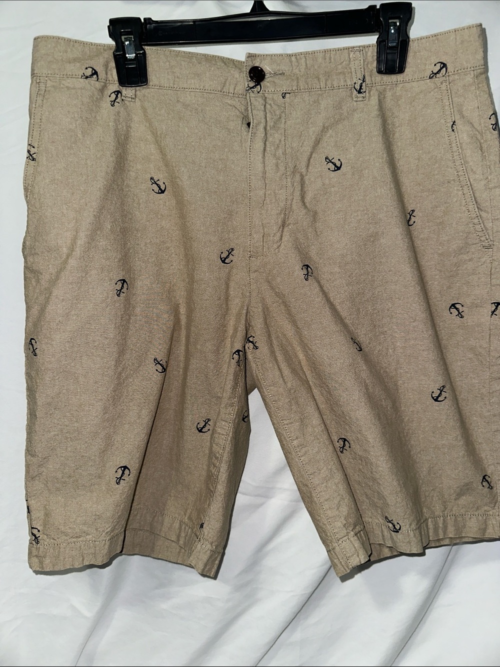 Dockers Tan Shorts with Navy Anchor Embroidery